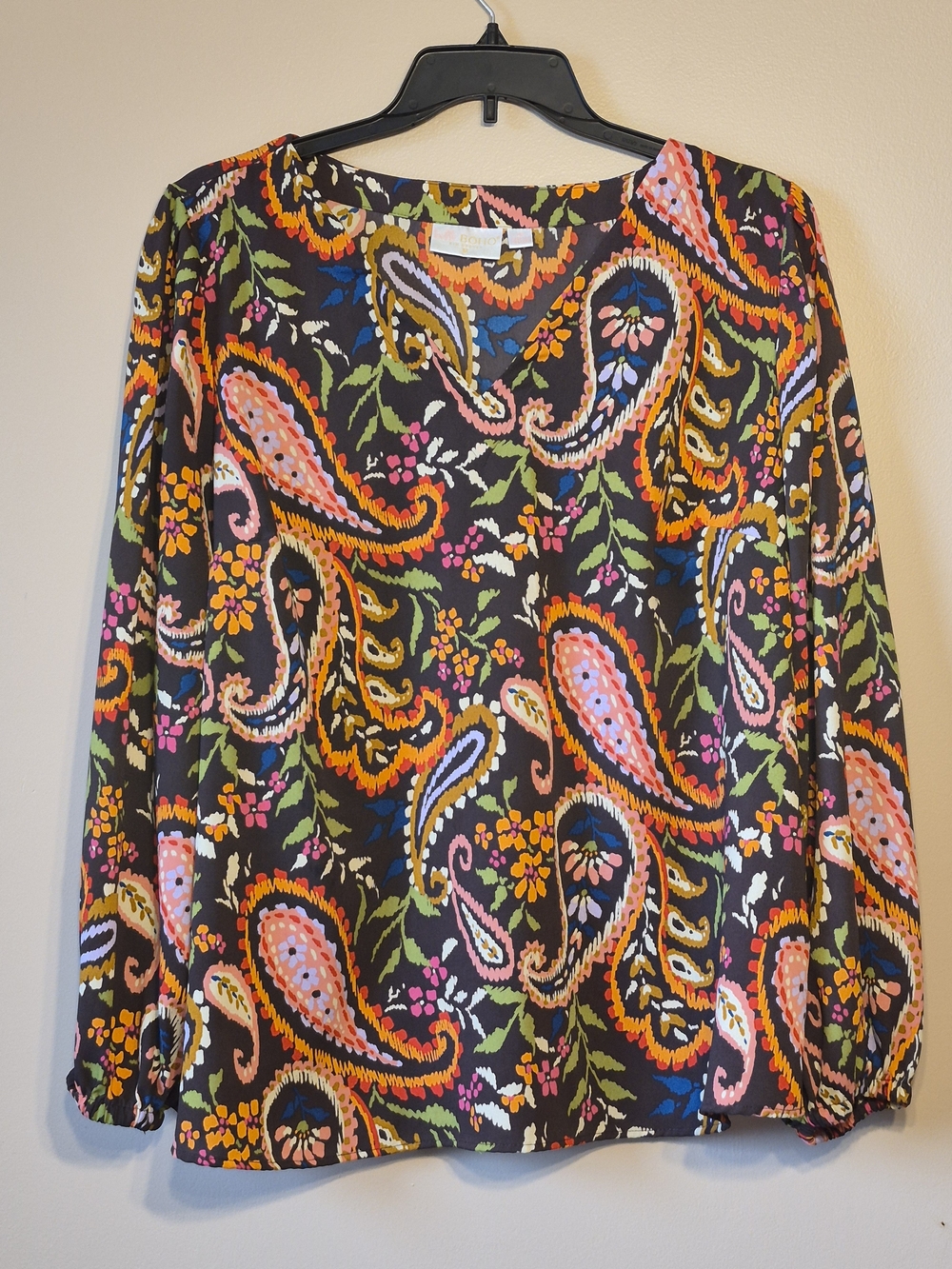 Belle BOHO by Kim Gravel Paisley Print Long-Sleeve Blouse